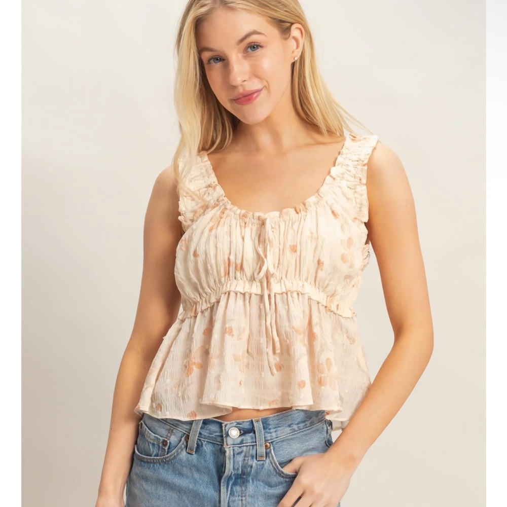 NEW HYFVE Ruffled Swiss Dot Peplum Top S M L Sienna